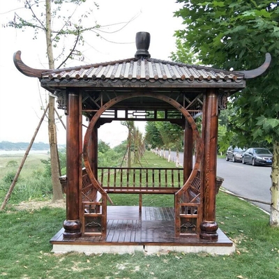 qualidade  Outdoor Pavilion Chinese Wood Gazebo Hexagonal 3m Antique Garden Pagoda Fábrica