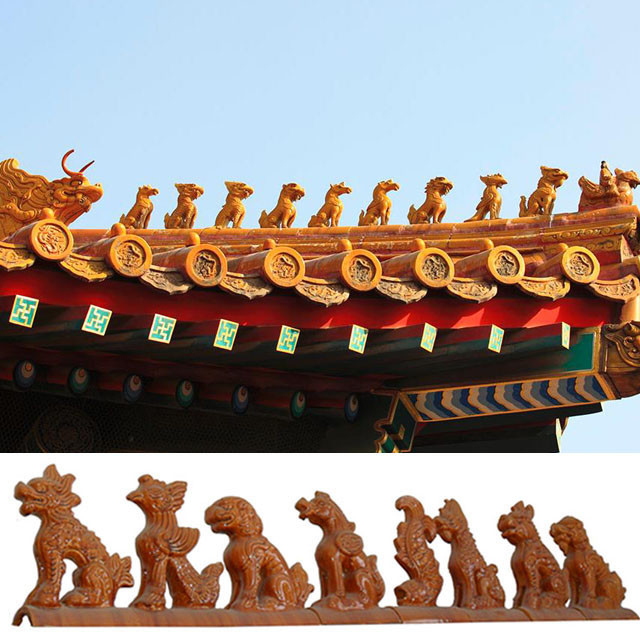 Da decoração chinesa do telhado duas vezes da aglomeração a construção antiga vitrificou a telha do ornamento do telhado