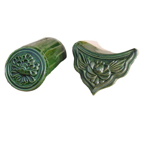 Chapa de telhado de vidro chinês com material cerâmico verde de alto brilho Ideal para templos e santuários