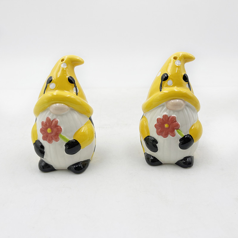 Gnomos de abelhas e colmeias de cerâmica sal e pimenta agitação de artesanato para decoração doméstica