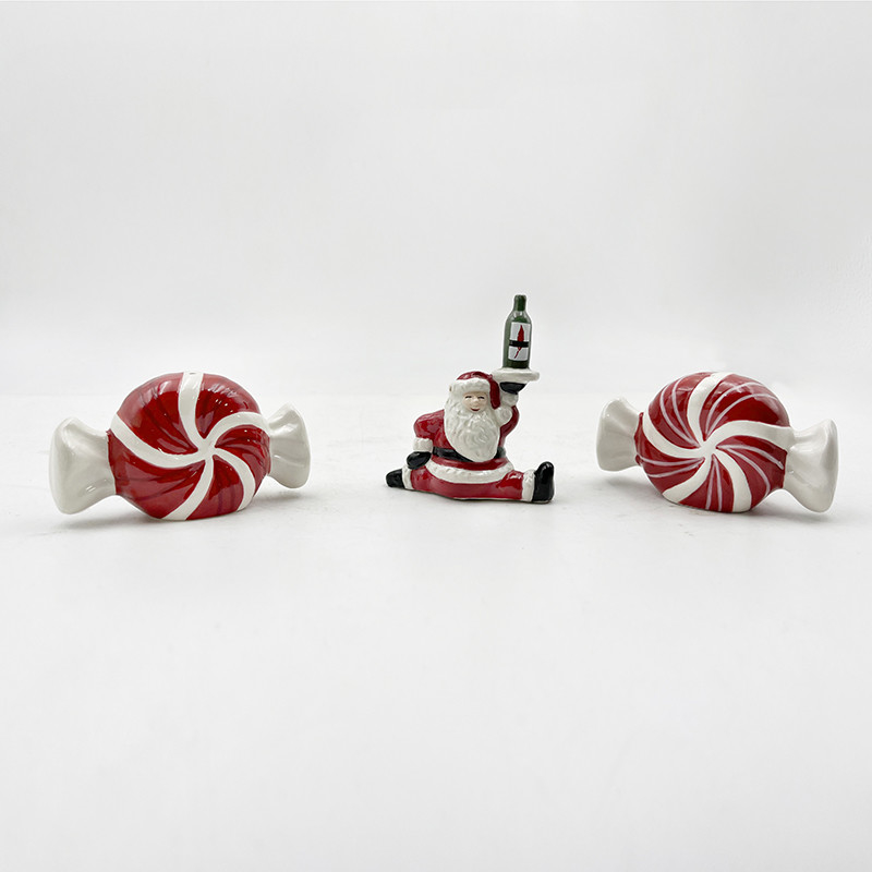 Arte cerâmica pintada à mão Natal Papai Noel Ano Novo Doces Salt & Pepper Shaker Padrão de tamanho personalizado