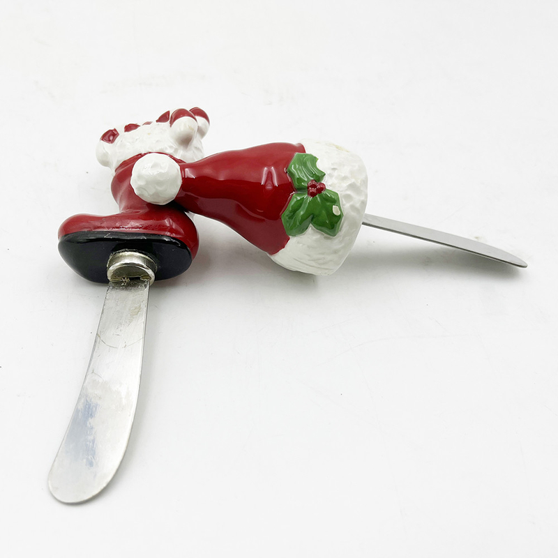 Chapéu de Natal Chapéu de Pai Natal Mão Pintada Mão com Mão de Aço Inoxidável Lâmina Cheese Spreader Spreader Butter