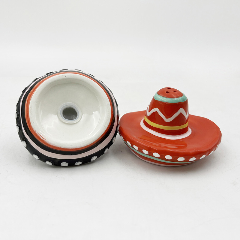 Chapéu desenhado à mão, forma cerâmica, sal e pimenta para decoração de casa, presente, tamanho personalizável, cor