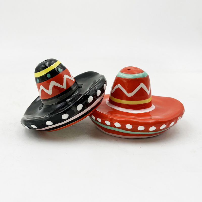 Chapéu desenhado à mão, forma cerâmica, sal e pimenta para decoração de casa, presente, tamanho personalizável, cor