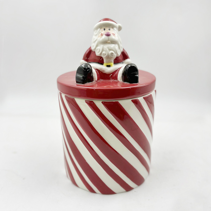 Tamanho personalizado Copas de cerâmica de cores vermelhas e brancas com alça caneca de café para presente de Natal