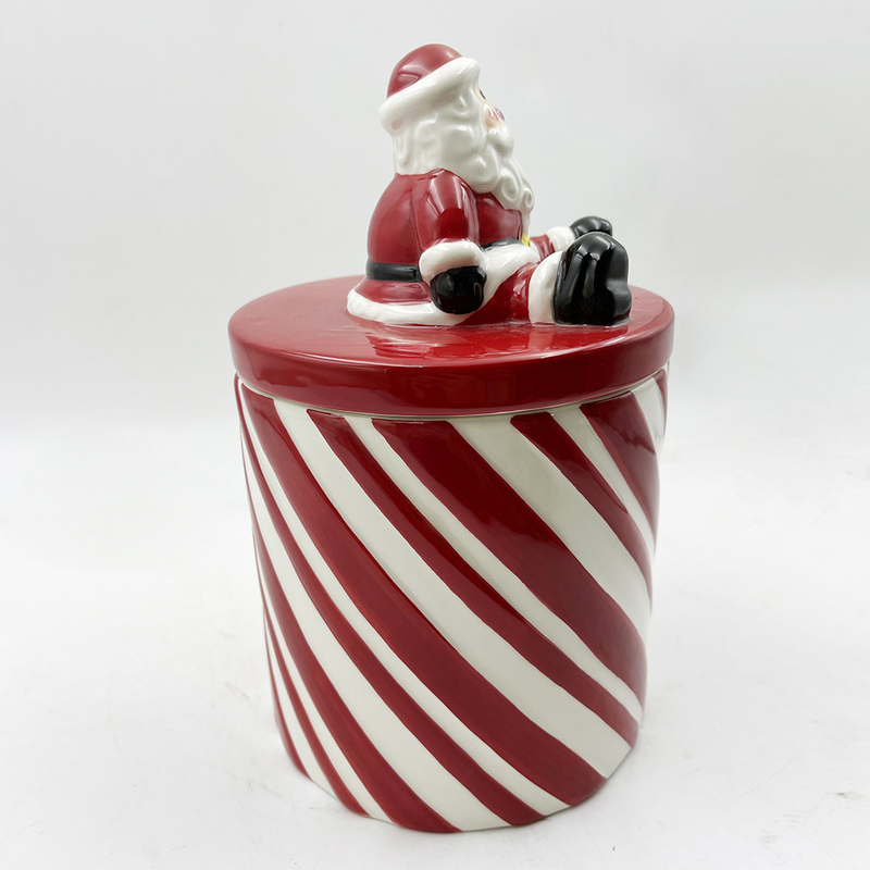 Tamanho personalizado Copas de cerâmica de cores vermelhas e brancas com alça caneca de café para presente de Natal