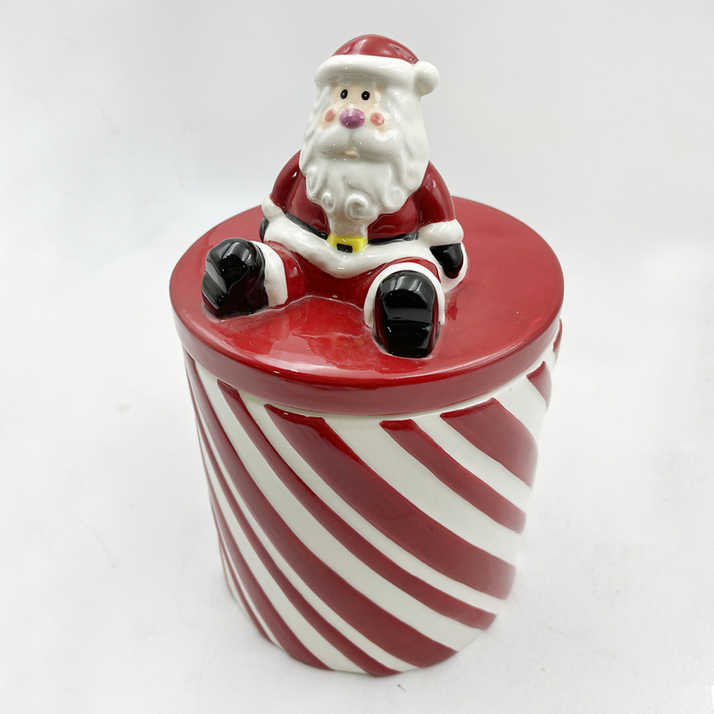 Tamanho personalizado Copas de cerâmica de cores vermelhas e brancas com alça caneca de café para presente de Natal