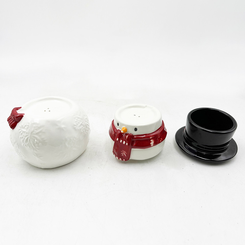 Homem de Neve Dom Ceramico Criativo Set de Três Peças de Sal e Pimenta Shakers Padrão Personalizado