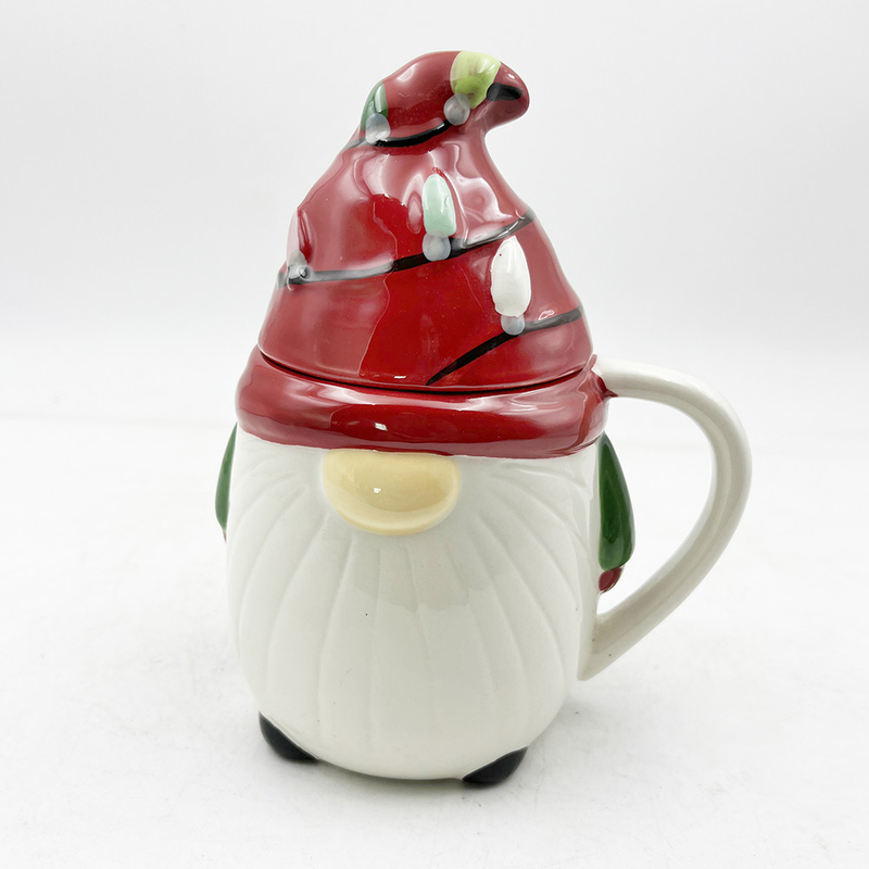 Custom Creative 3D Primavera Gnome Decorações Copas de Natal cerâmica canecas com tampa