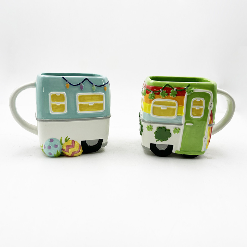 16oz Personalizado Presente Crianças Arte Popular Material de cerâmica Taça de café de ônibus Taça de desenho animado Para bebida quente