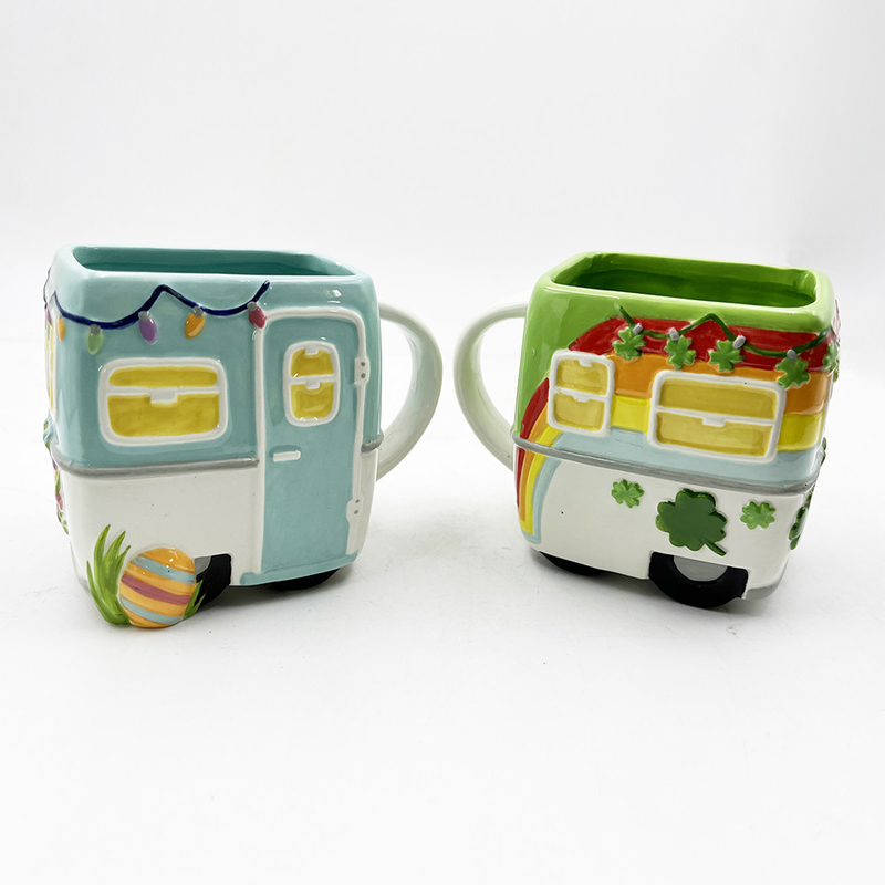 16oz Personalizado Presente Crianças Arte Popular Material de cerâmica Taça de café de ônibus Taça de desenho animado Para bebida quente
