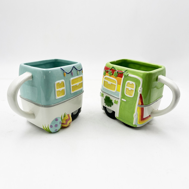 16oz Personalizado Presente Crianças Arte Popular Material de cerâmica Taça de café de ônibus Taça de desenho animado Para bebida quente