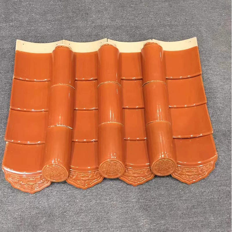 Telhas de telhado vidradas em estilo chinês branco corpo em cor amarela para projeto de construção