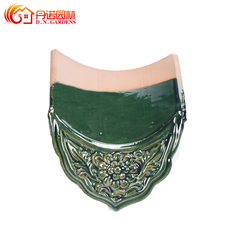 Chapa de telhado cerâmica vitrificada chinesa 180*180mm Vitória verde vitrificada resistente a intempéries para telhados de pagode