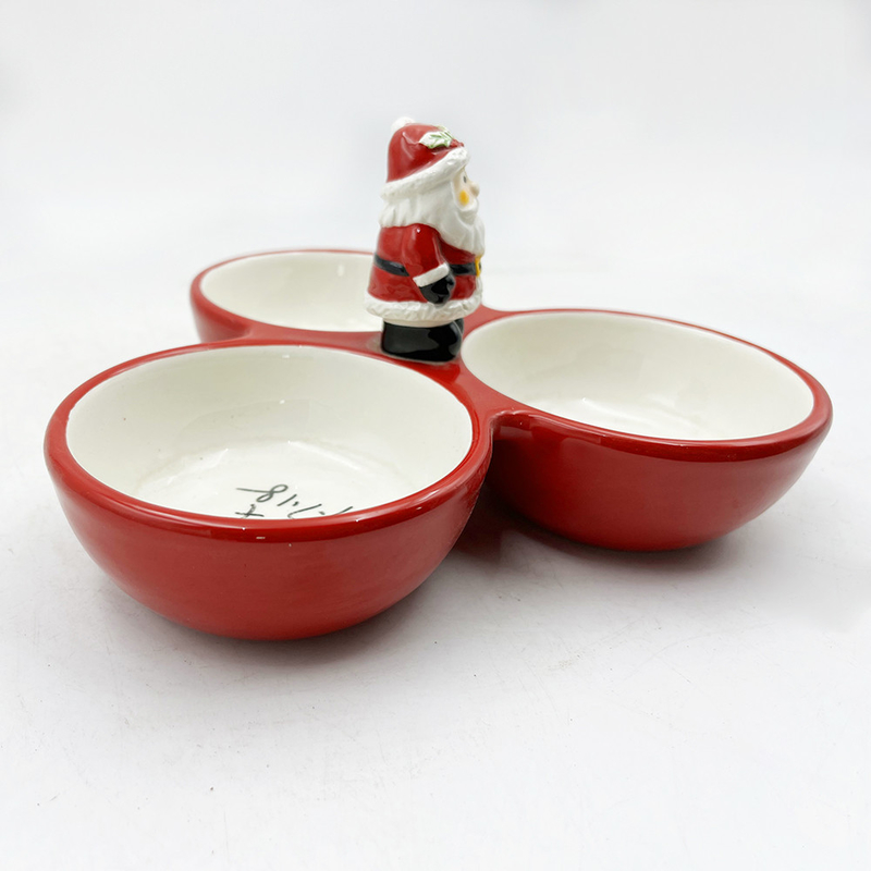 Casa Cerâmica Tripart Serving Bowl Natal Inverno Casa de férias Decoração