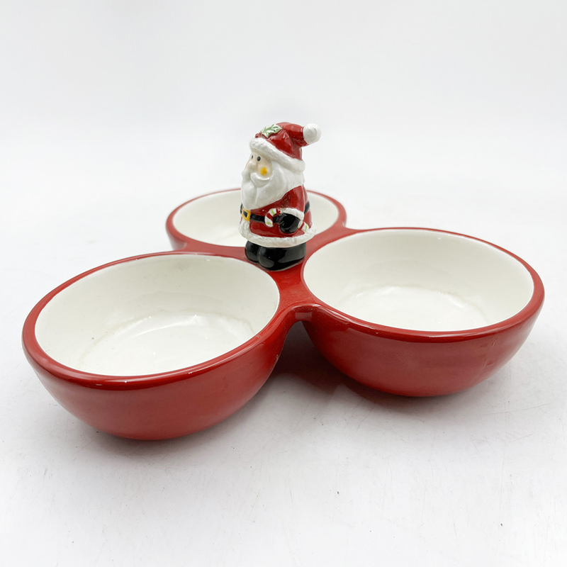 Casa Cerâmica Tripart Serving Bowl Natal Inverno Casa de férias Decoração