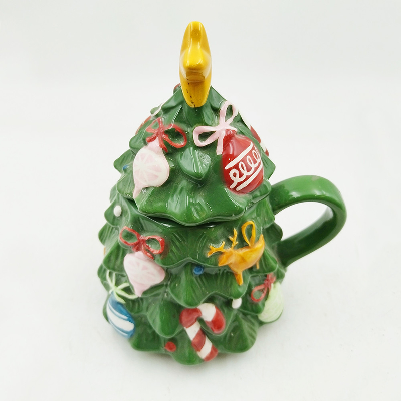 Copo de Árvore de Natal Verde Cute Cerâmica Taça de Natal Com Cobertura Para Presentes Decoração Doméstica