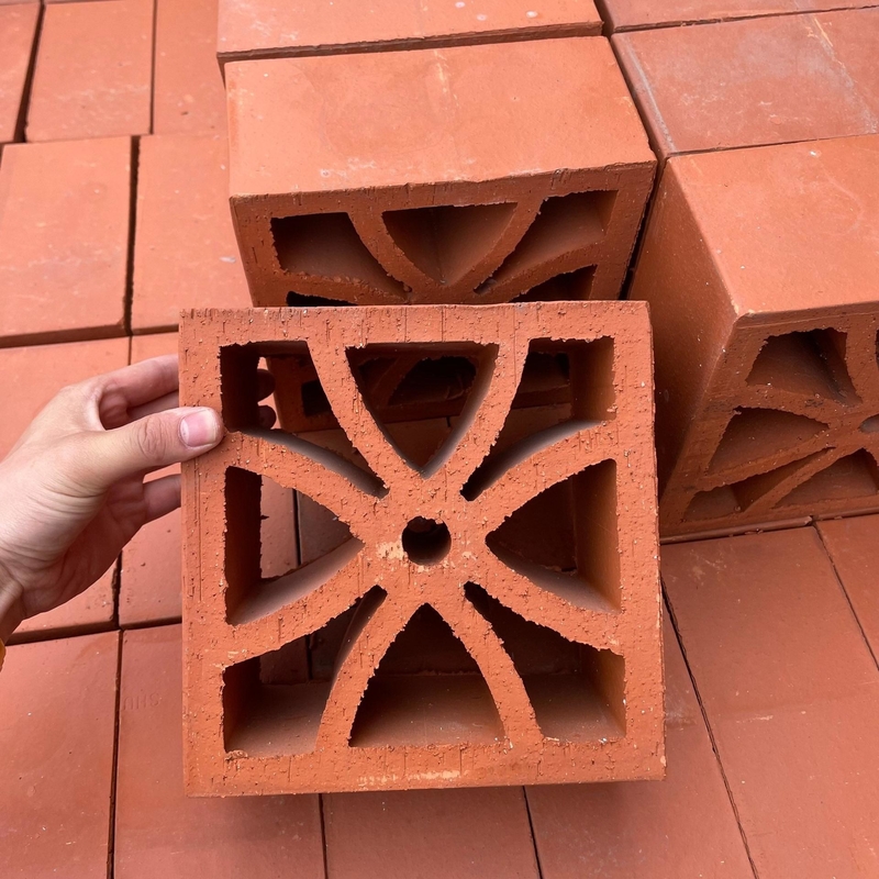 Terracota Bloco de brisa de tijolo vermelho feito à mão Decorativo tijolo oco