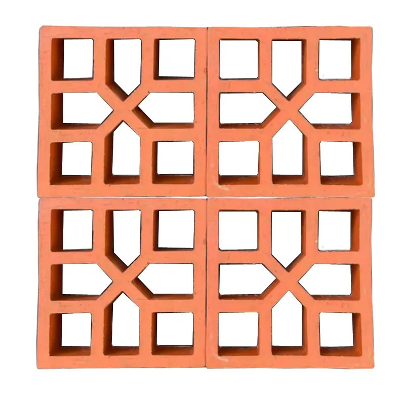 Fassada de terracota vermelha tijolos de argila bloco de construção de brisa para decoração de casa