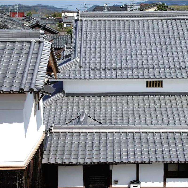 Estética tradicional com materiais de argila sobrepostos azulejos de telhado de estilo japonês para edifícios telhado