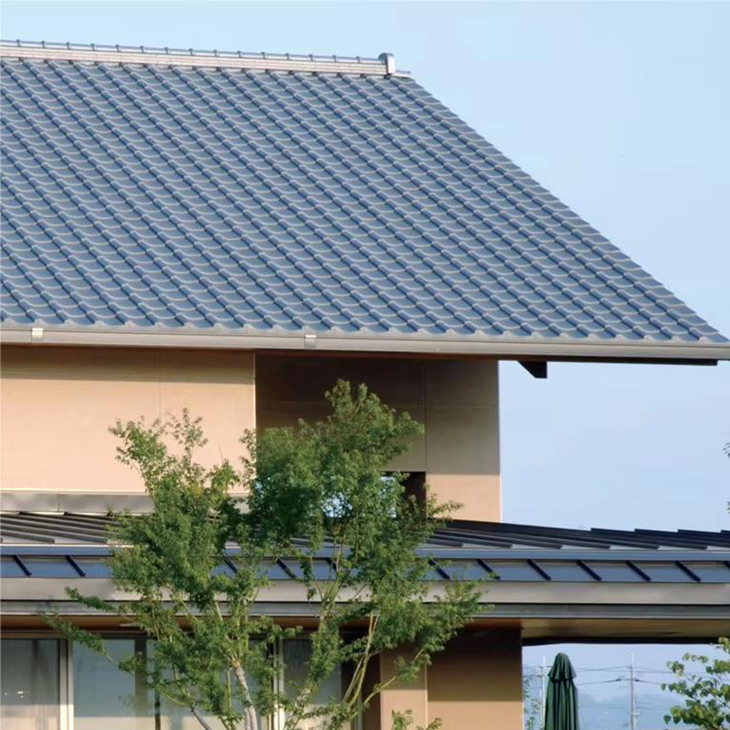 Rochedo durável e clássico de estilo japonês telhado de telhado cerâmico telhado 310 * 310mm impermeável resistente ao calor