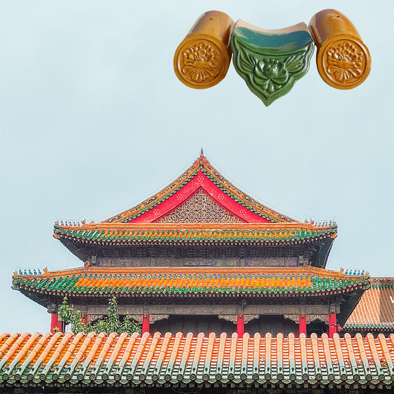 Chapa de telhado de vidro chinês 18x18cm espetacular vidro cerâmica durável para telhado de pavilhão arquitetura chinesa