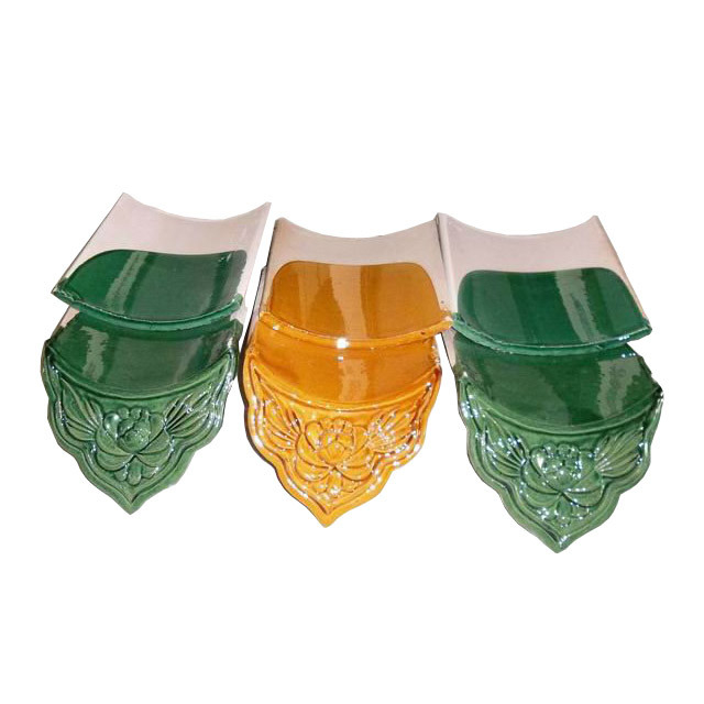 Chapa de telhado de vidro chinês 18x18cm espetacular vidro cerâmica durável para telhado de pavilhão arquitetura chinesa