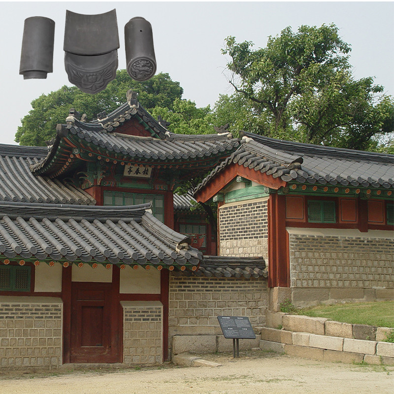 Telhados de terracota chineses antigos Material de telhado de argila de estilo asiático tradicional para hotéis villas
