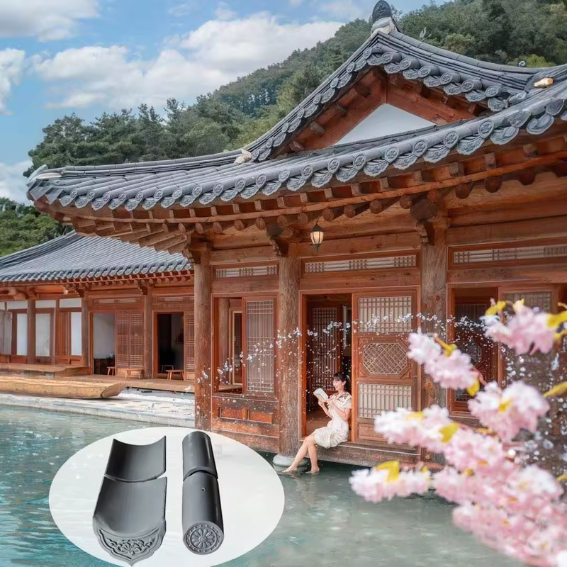 Material de argila resistente à geada Edifício de estilo chinês Telhas de porcelana Telhas de argila de telhado plano para a Malásia