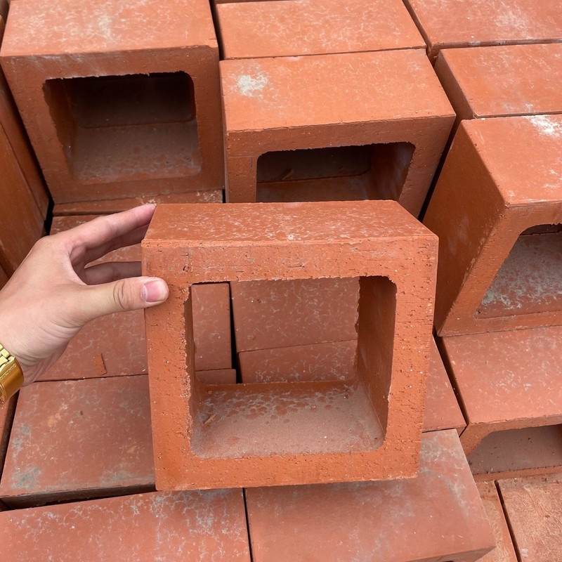 Terracota de argila vermelha natural blocos ocos Jaali azulejos para revestimento de parede tijolo de vento tamanho 200X200 mm padrão quadrado