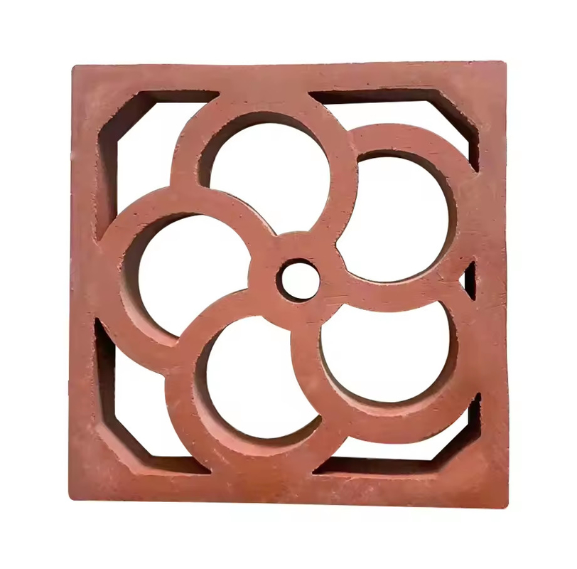 Decoração de telhas de edifícios de terracota exterior tela artística estilo tradicional decoração de parede tijolos de argila vermelha ocos