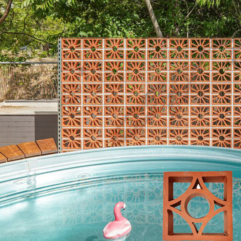 Decoração exterior Bloco de brisa oculto Terracota Ventilação tijolos de barro