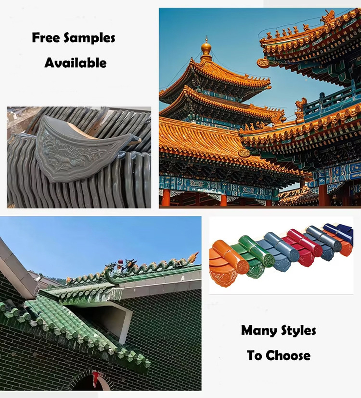 Classic Terracota Chinese Temple Roof Tile Brilhante Variedade de tamanhos Cores