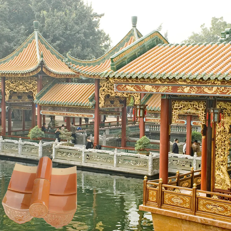 Classic Terracota Chinese Temple Roof Tile Brilhante Variedade de tamanhos Cores