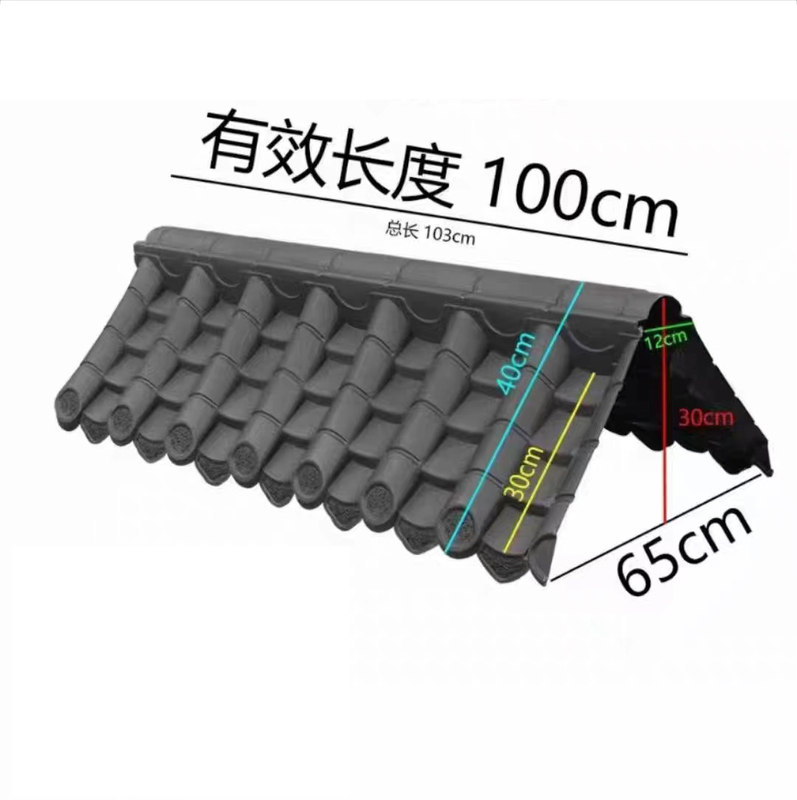 Teto tradicional chinês PVC Folhas de telhado de plástico Decoração de canto do telhado para porta de parede