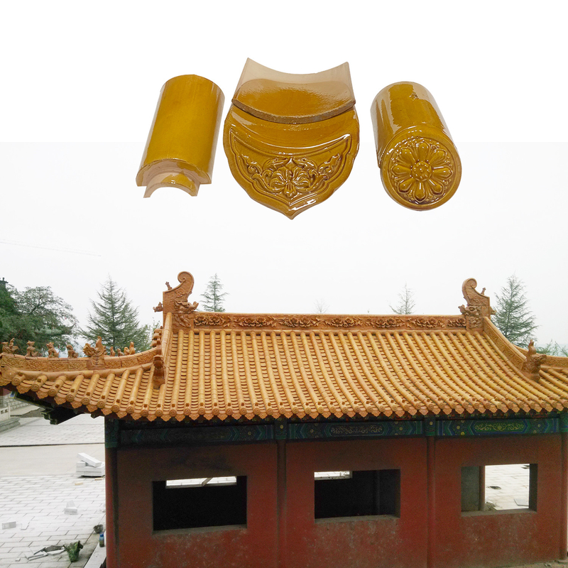 Telhado de templo budista japonês feito à mão e sinterizado Chapas cerâmicas chinesas tradicionais com resistência à compressão de 1500N
