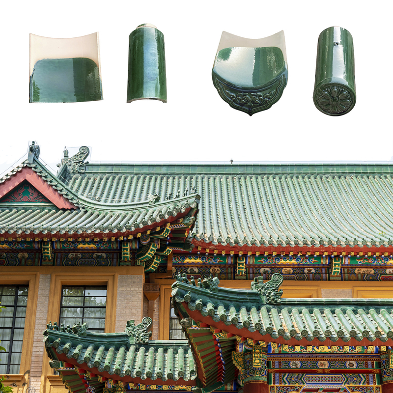 Roofing do templo da Malásia deve ter azulejos de telhado de cerâmica verde antigos duráveis com resistência à compressão de 1500N