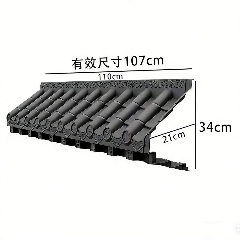 Telhado de beiral antigo 3D com prateleira, telhas de plástico PP chinesas asiáticas duráveis para projeto de construção de casa de chá