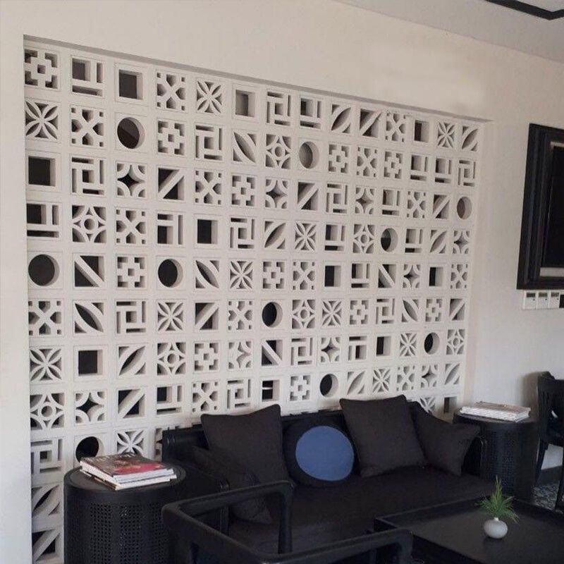 Série linear minimalista tela de concreto branco blocos de brisa componente de cimento tijolo para fachadas modernas