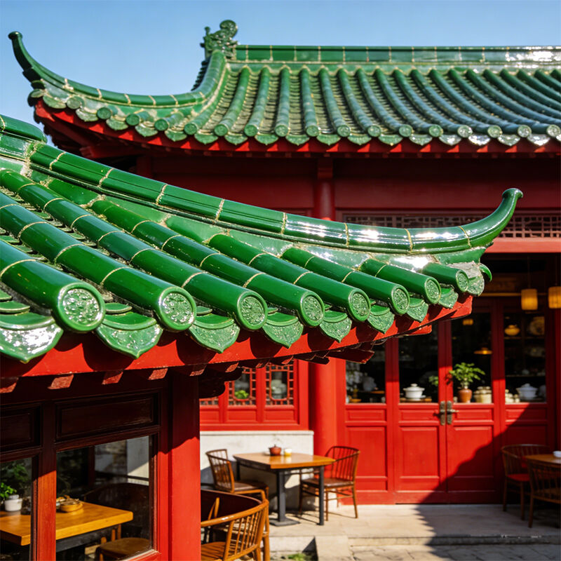 Telhado tradicional chinês de telhado de vidro verde azulejo de jade verde artesanal de argila vidrado azulejo à prova de fogo à prova d'água para o templo asiático villa