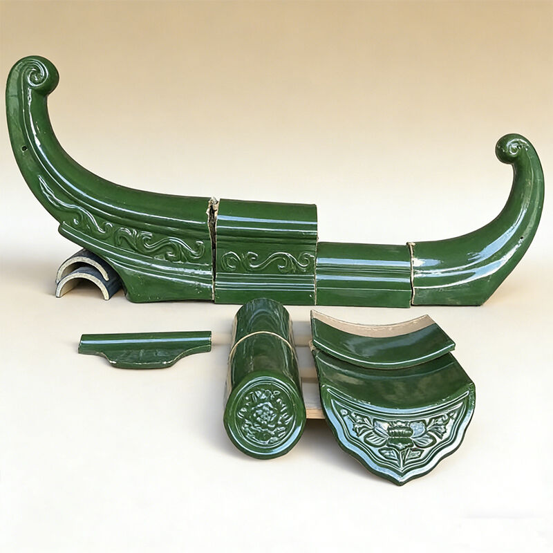 Telhado tradicional chinês de telhado de vidro verde azulejo de jade verde artesanal de argila vidrado azulejo à prova de fogo à prova d'água para o templo asiático villa
