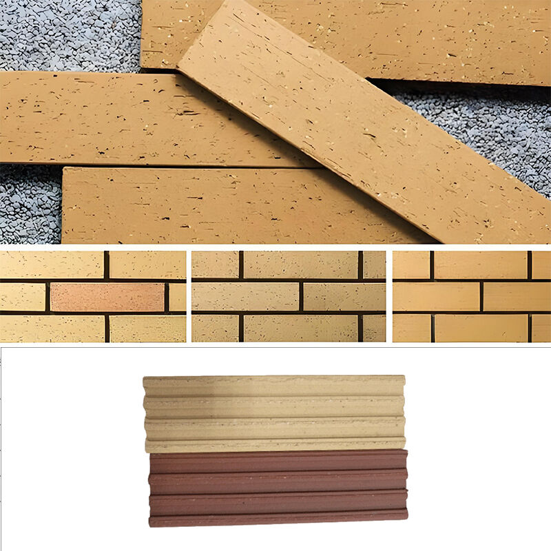 Light Yellow Clay Split Face Brick Rustic Exterior Wall Cladding Multi-Color Options for Facade & Landscape Design