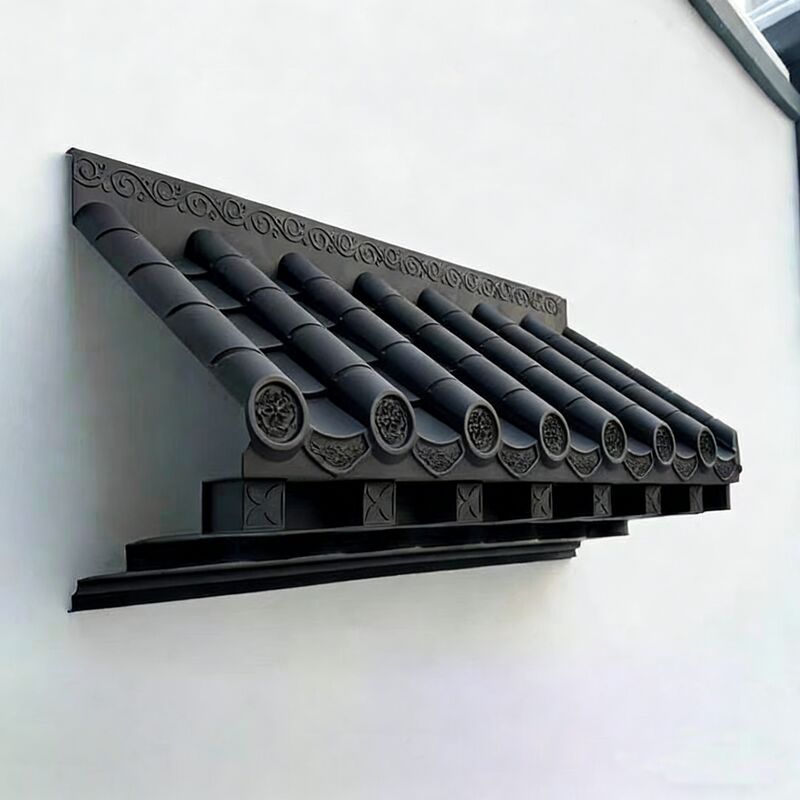 Telhado de telhado de plástico japonês Telhado de telhado de telhado com bracket de montagem Painel de telhado decorativo cinza preto para telas de parede e fachadas