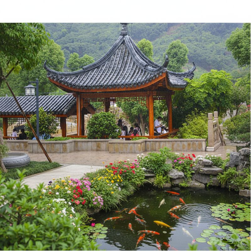Gazebo/Pavilhão de jardim com telhados de argila cinza chinesa todo o conjunto à venda Instruções de instalação