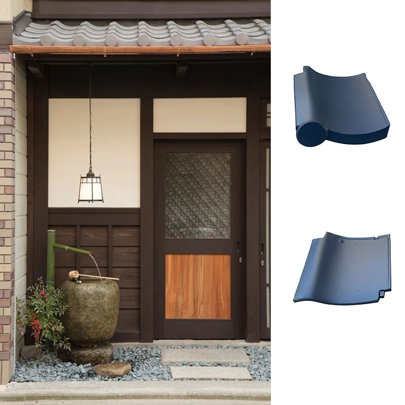 Telha Cerâmica Impermeável e Durável Estilo Japonês Tradicional para Decoração de Edifícios de Templos, Vilas e Pátios