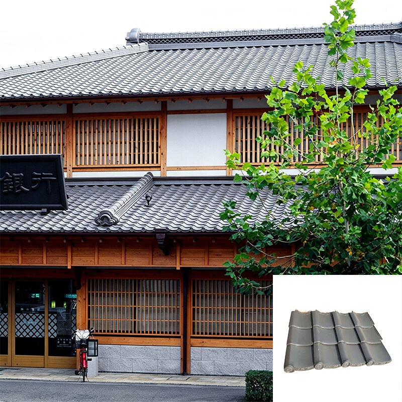 Telhado de telhado cerâmico japonês azulejos tradicionais cinza-fumado acabamento vidrado gable esquerda azulejos de telhado Kawara japoneses autênticos