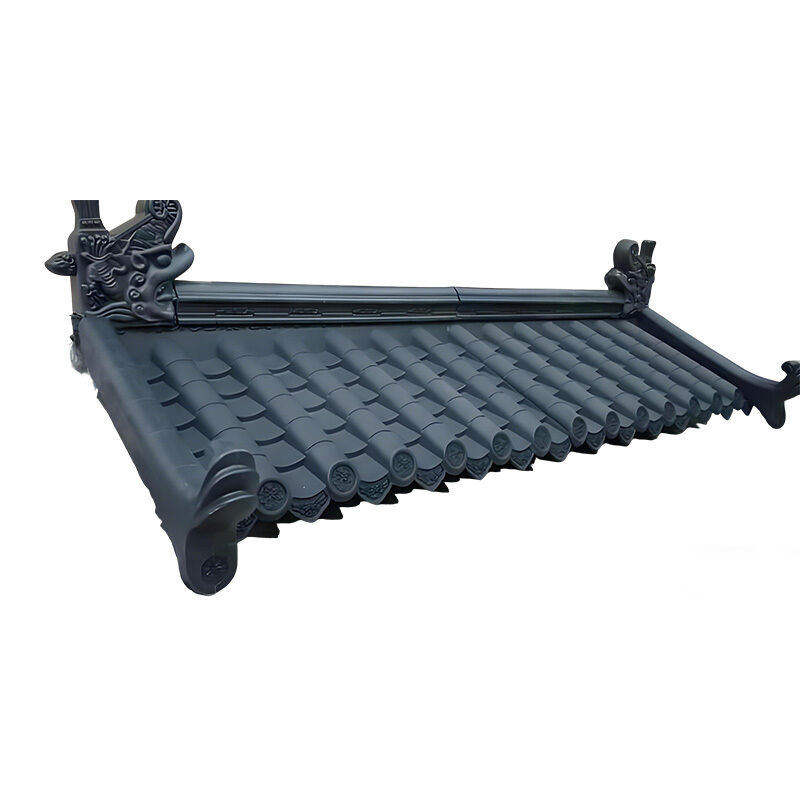 Chapa de telhado de plástico em PP estilo antigo chinês imitar azulejos de resina antigos azulejos de telhado sintéticos leves para telhado de edifícios