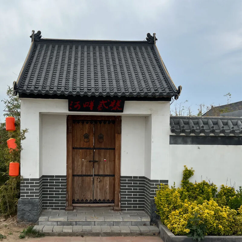 Chapa de telhado de plástico em PP estilo antigo chinês imitar azulejos de resina antigos azulejos de telhado sintéticos leves para telhado de edifícios