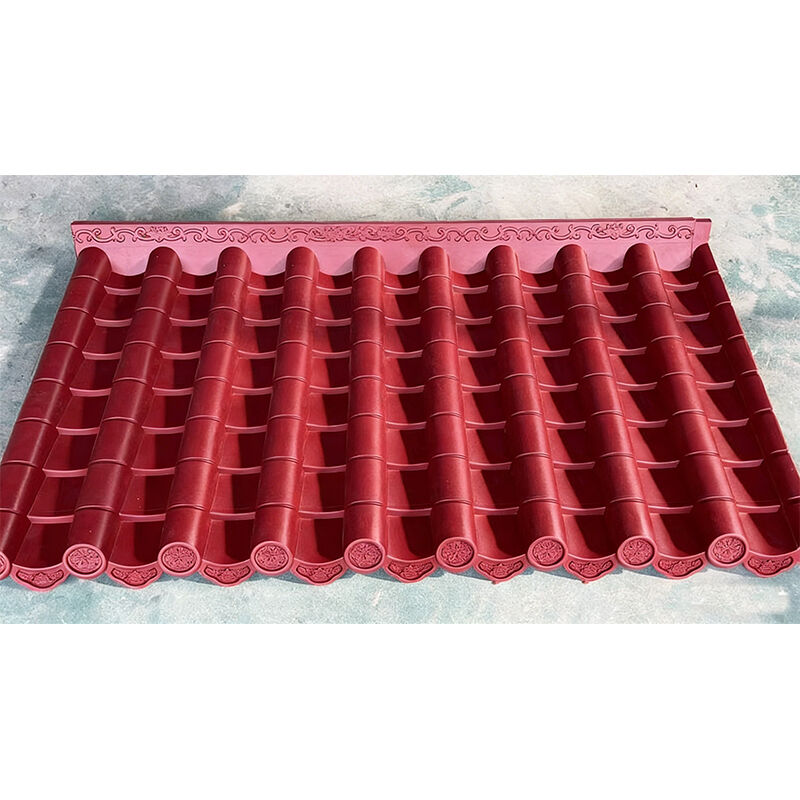 Chapa de telhado de plástico vermelho de PVC clássico chinês Antigo Telhado de resina de proteção UV durável para arquitetura Pavilhão de pátio