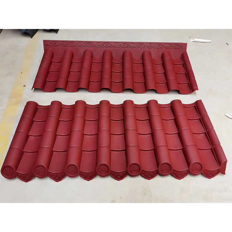 Chapa de telhado de plástico vermelho de PVC clássico chinês Antigo Telhado de resina de proteção UV durável para arquitetura Pavilhão de pátio